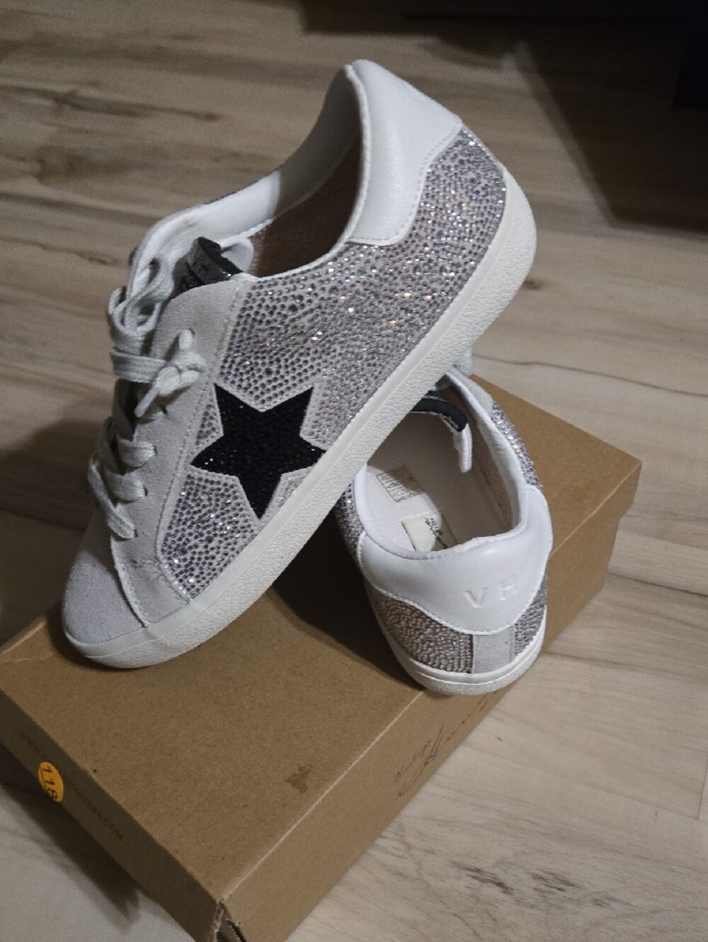 Vintage Havana Light Gray Suede Sneakers with Silver Star Accent